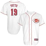 MLB Men's Cincinnati Reds Joey Votto White Home Short Sleeve 6 Button Synthetic Replica Baseball Jersey by Majestic (White, Large)