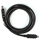 Eforcity Black 6 foot 6 pin Male to 4 pin Male IEEE 1394 Firewire Cable