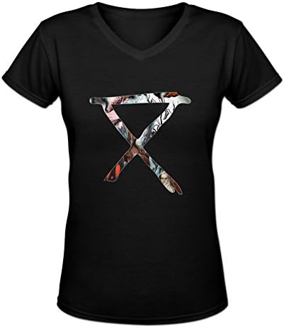 Women's Basic Rock Band Circa Survive Logo Meaning V-neck Tee shirt L Black