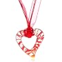 Murano Glass Silver Red Open Heart Pendant