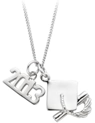 Grad Cap Charm and 2013 Charm Pendant in Sterling Silver