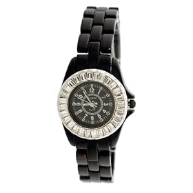 Geneva Elite Womens's Designer Watch with Baguette Stones Bezel Model 2494-1