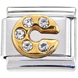Gold Letter C GEM STONE Italian Charm