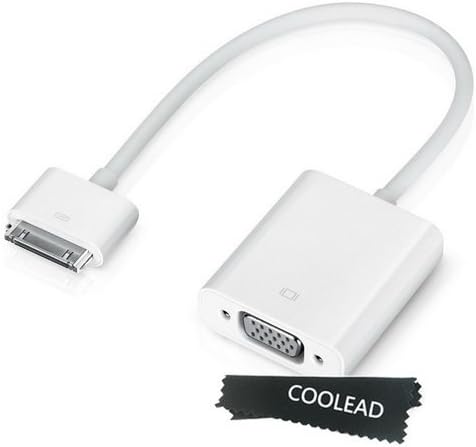 COOLEAD Dock Connector To VGA Cable Adapter For iPad iPad2 iPad3 iPhone 4 iPhone 4S iPod Touch 4 -Enjoy Video And Audio On Big TV Screen ,Projector Or VGA display(Support iOS 6.0 above)