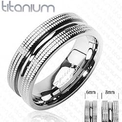 Solid Titanium with a Dual Textered Band Ring