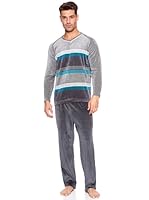 Basket Pijama Velour Cuello Pico (Gris)