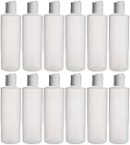 Earth's Essentials Twelve Pack Of Refillable 8 Oz. Squeeze Bottles With One Hand Press Cap Dispenser Tops. Great for Dispensing Lotions, Shampoos and Massage Oils.