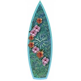 Infinity Instruments Tropical Flowers Surfboard Wall Clock