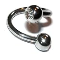 Pierced & Modified Body Jewellery Navel Bars Crystal Gem Spiral Belly Ring White