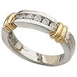 Designer Style Men's Platinum and Gold Diamond Wedding Band