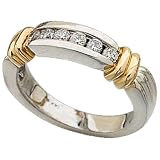 Designer Style Men's Platinum and Gold Diamond Wedding Band