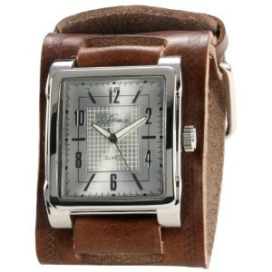 Nemesis #BIN053S Men's Signature Collection Wide Leather Cuff Band Watch