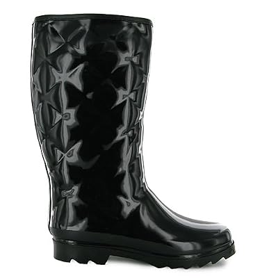 17o Ladies Black Hounds Tooth Wellington Boots Size 3-8