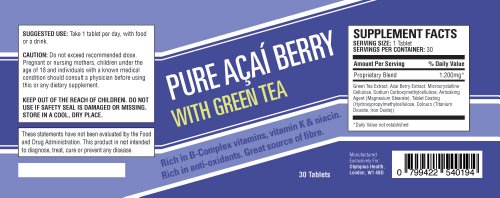 Thé vert avec de la pure baie d'açai - Formule diététique unique brûleuse de graisse et hautement concentrée. Complément alimentaire de perte de poids prouvé 100% entièrement naturel.
