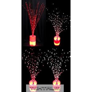 Tektrum 32" Red Twig Tree With Rainbow Color Changing Fiber Optic Lights For Christmas