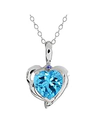 2.29 Ct Heart Shape Swiss Blue Topaz Blue Tanzanite Sterling Silver Pendant