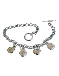 Mini Sterling Silver Heart Initial Charm Letter P Hand Stamped Pendant Charm Bracelet