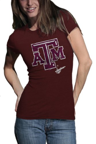 NCAA Texas A&M Aggies Watercolor Junior Heather Tee Shirt (Maroon, Large)