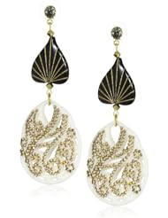 Tarina Tarantino "Nouveau Deco" El Rey- Tribal Bead and Swarovski Crystals Drop Earrings