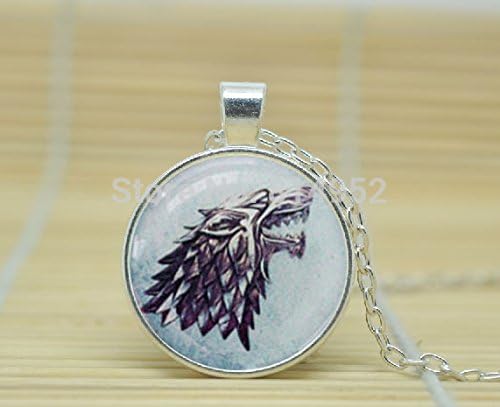 VintaStore Art Glass Necklace Game Of Thrones House Stark Direwolf Game Of Thrones A3026