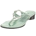 J.Renee Women's Dalia Flat Suede Thong with Rhinestone Ring,Celedon Green,5 M