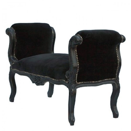Barock Schemel Hocker Schwarz/Schwarz