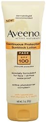 Aveeno Continuous Protection Sunblock Lotion SPF Face 100+, 3 ounces  (Pack of 2)