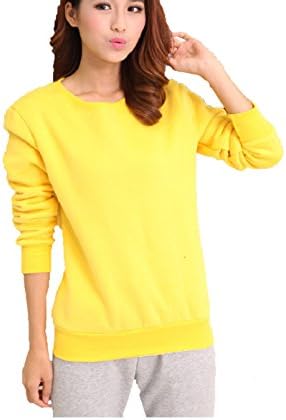 Mocasi Women's Pure Cotton Loose Sweatshirt Large Yellow