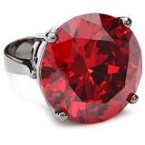nOir Classic CZ Red Round Stone Cocktail Statement 
