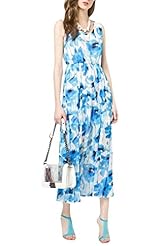 Slit Goddess General Print Sleeveless Polyester  Dress