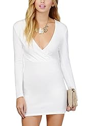 V-neck Cotton Long Sleeves Spring Club Dress 