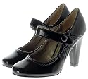 Vintage Look Pumps Mary Janes Lack Schwarz (P87)
