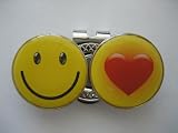 Smiley Face & Heart Magnetic Golf Ball Marker and Hat Clip