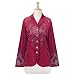 Orient Blossom Embroidered Red Velvet Jacket (Petite, Tall & Misses Sizes XS-3X)