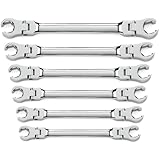 GearWrench 81911 6 Piece Flex Flare Nut Wrench Set Metric