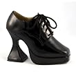 4-1/2 Inch Sexy Black Oxford Shoe 5 Eyelet Cone Heel Platform Shoe Witch Shoe Patent