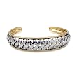 Two-Tone 14k Gold Plated and Sterling Silver Basket Weave Wide Bangle Bracelet