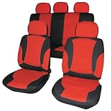 Review Streetwize  / Car, 4x4, MPV Universal Leather Look Style Complete Seat Cover Set - Red