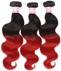 Arling Real Human Hair Extensions Body Wave 3 Bundles Natural Black Red 16"18"20"