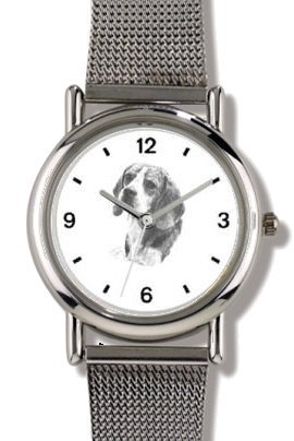 BEAGLE DOG (MS) - WATCHBUDDY® ELITE Chrome-Plated Metal Alloy Watch with Metal Mesh Strap - Large Size (Men's or Jumbo Women's Size)