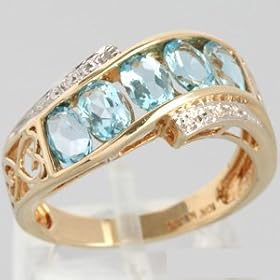 10K Yellow Gold Topaz and Diamond Estate Ring by 