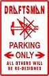 DRAFTSMAN PARKING construction design sign