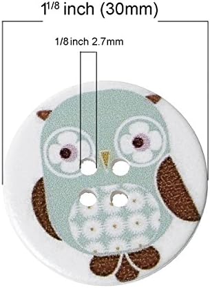 Shizaru Designs® Fabulous Large Wood Buttons (30 mm) with Owl Designs-20 Buttons Per Package with Free Gift Bag