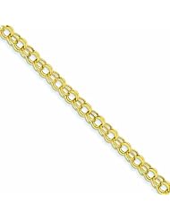14K Gold 7in 5.5mm Hollow Double Link Charm Bracelet 7 Inches