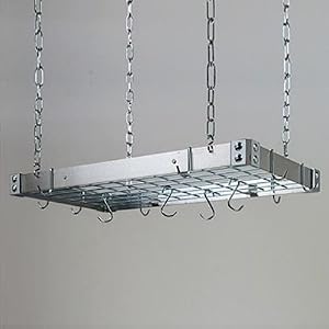The Bright Metal Chrome Rectangle Pot Rack with Grid