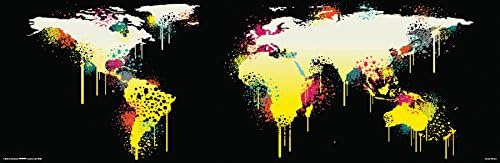 World Map Graffiti Urban Street Art Style Decorative Educatiional Poster Print 12x36