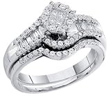 Diamond Engagement Ring and Wedding Band Bridal Set White Gold 2/3 CT
