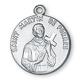 Fine Pewter Saint Martin de Porres Medal and 18-inch Chain