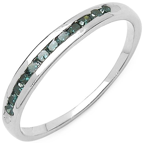 0.18 Carat Genuine Blue Diamond Sterling Silver Ring