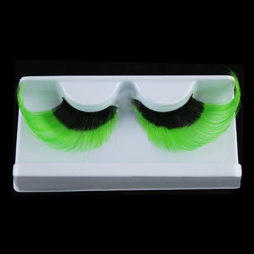 NEW 1 pair FANCY Thick Feather False Eyelashes about 2.5cm length Handmade Makeup eye lashes DRESS PARTY MZ16 (Green Black --MZ1602)